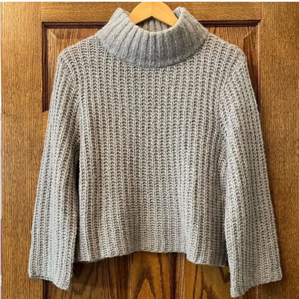 VALETTE Wool Blend Chunky Gray Knit Sweater Oversized Relaxed Fit | Size XS
